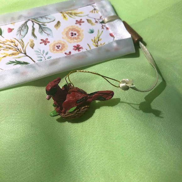 Elegant Floral Bookmark w Tiny Cardinal Nest Charm - Picture 2 of 7